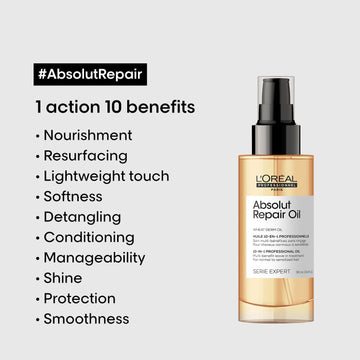 L'Oréal Professionnel Absolut Repair 10-in-1 Leave-in Serum for Dry & Damaged Hair - 90ml