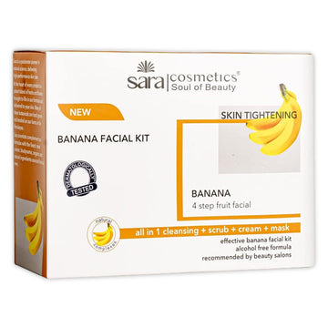 Sara 4 Step Banana Facial Kit For Brightening And Nourishing Skin | All in 1 (cleansing + scrub + cream + mask ) | Suitable for All Skin Type ,(4 x 50 gm)