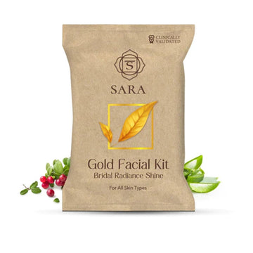 SARA Gold Facial Kit | With 6 Easy Step Organic Facial Kit For Natural Golden Glow & Radiant Skin , 43 gm