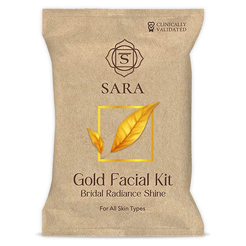 SARA Gold Facial Kit | With 6 Easy Step Organic Facial Kit For Natural Golden Glow & Radiant Skin , 43 gm