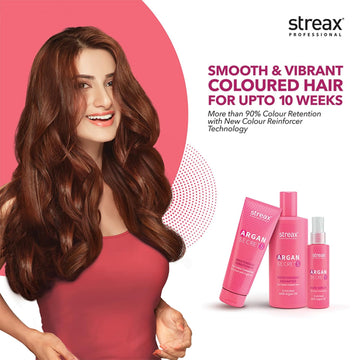 Streax Professional Argan Secrets Colour Protect Shampoo - Enriched With Argan Oil & Uv Filter | Retains Colour Upto 10 Weeks | Paraben-Free Unisex Shampoo | Suitable For All Hair Types | 300Ml