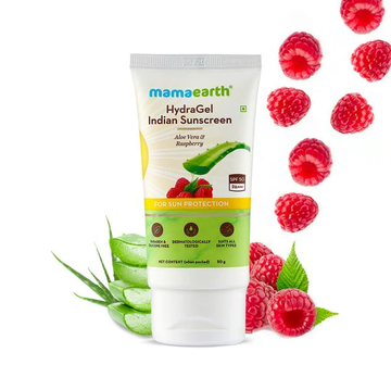 Mamaearth HydraGel Indian Sunscreen with Aloe Vera and Raspberry for Sun Protection- 50 gm